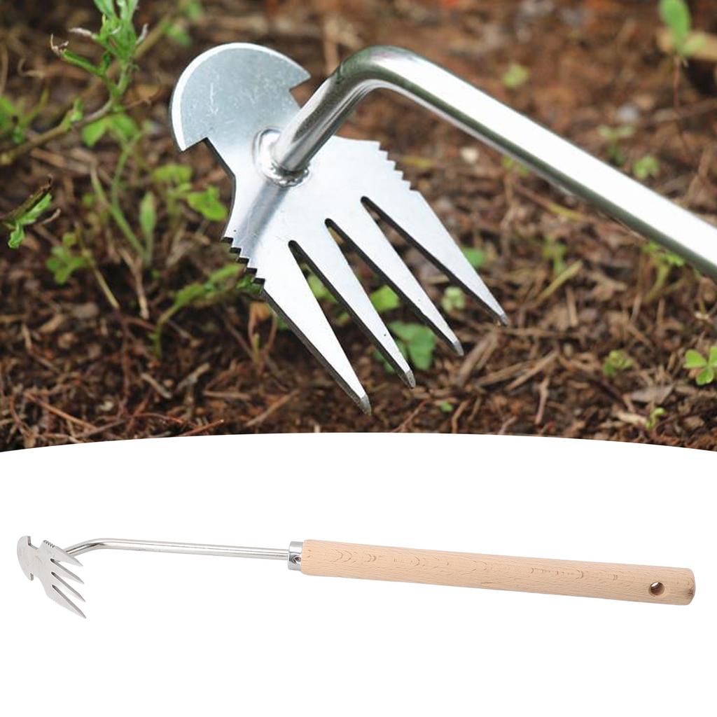 Weed Pulling Tool Beechwood Stainless Steel Labor Saving Hand Weeder for Flower Planting Home Garden