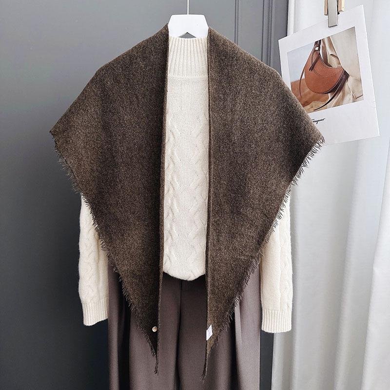 AIM physical wool triangle scarf, women's fringed casual loose literary scarf shawl, soft and skin-friendly scarf