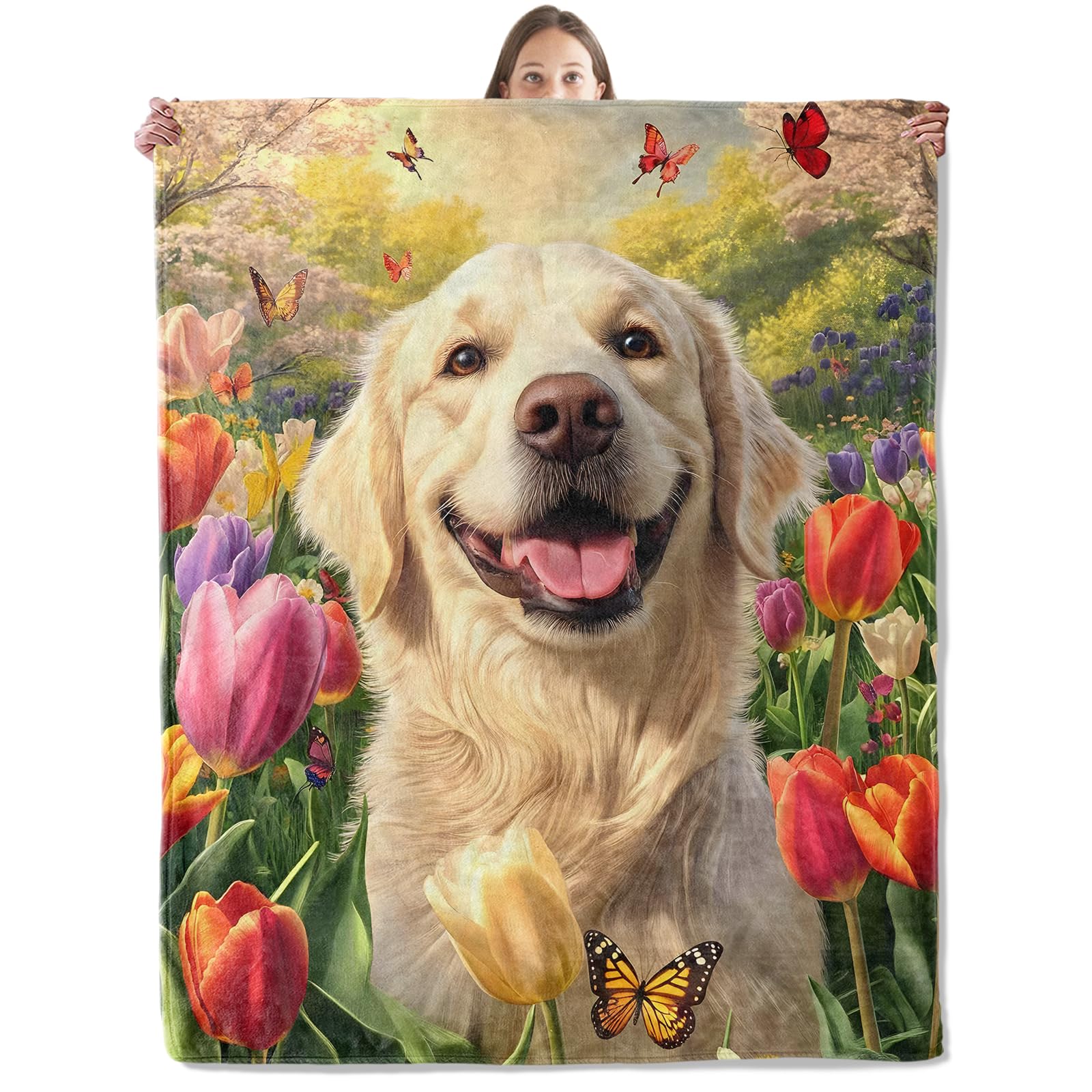 

Golden Retriever Blanket Soft Lightweight Flannel Fleece Throw Blanket for Couch Bed Sofa Travel Gift for Women Girls Pet Lovers 75x90cm