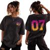 Custom Number Acid Wash T Shirt, Vintage Distressed Oversized Sports Fan Jersey Tee, Personalized Football Game Day Shirt