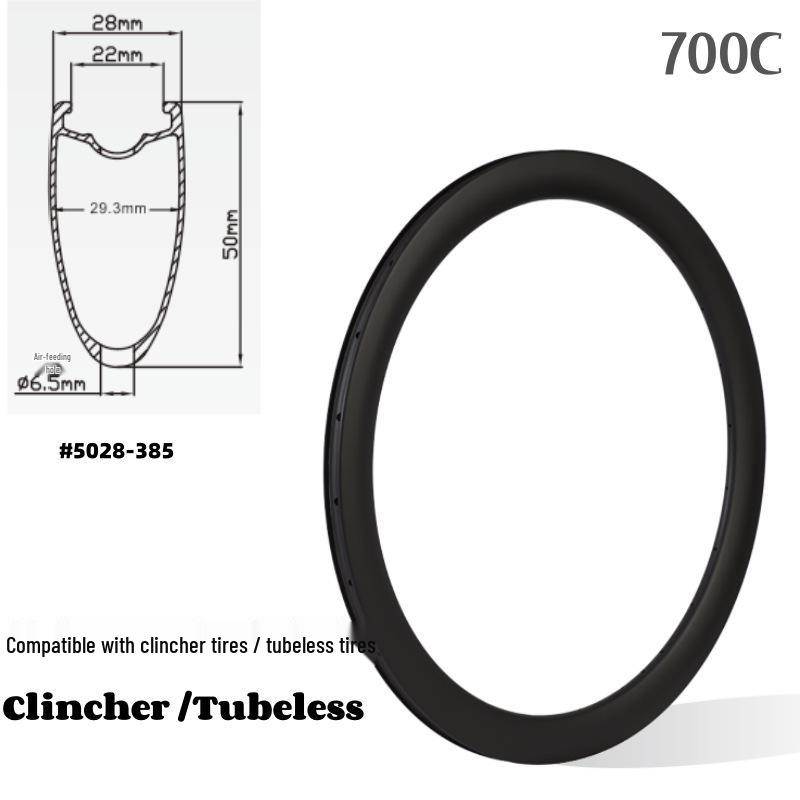 700C Ultra-Light Carbon Fiber Road Bike Wheelset with High Profile and Disc Brake Compatibility
