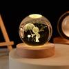 3D Art Nebula Laser Carving Solar System Moon Planet Nights Lamp LED Glowing Crystal Glass Globe Ball Wood Base Night Light
