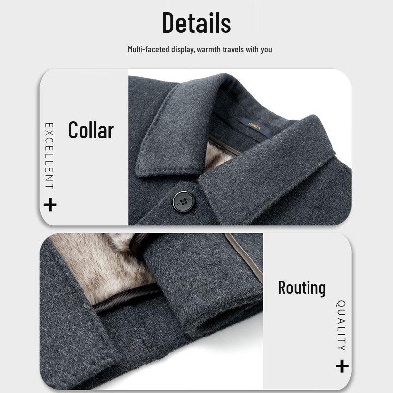 ROMON Men's Luxury Removable Liner Wool Overcoat