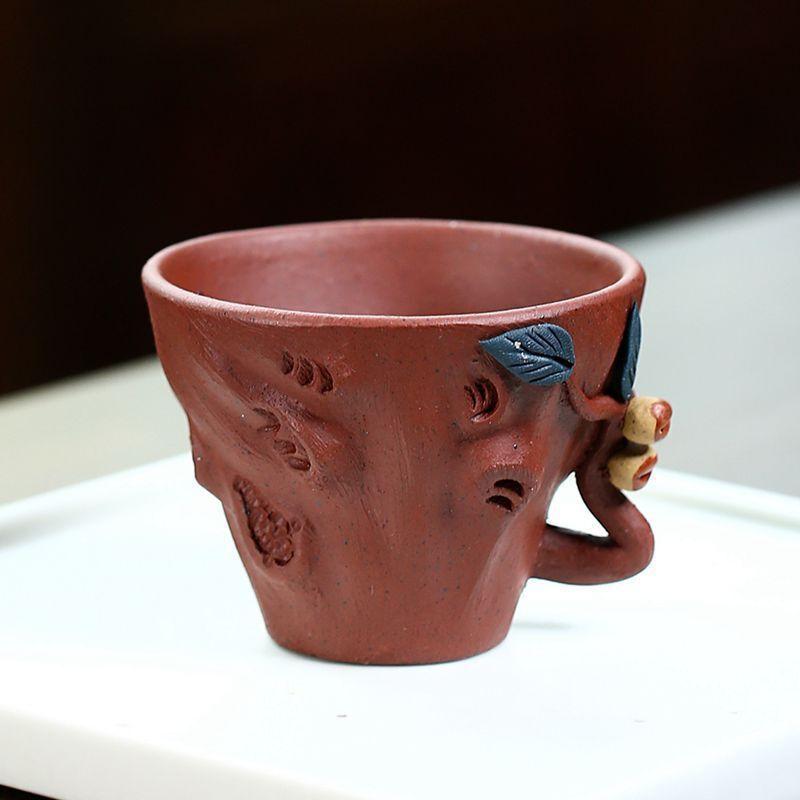 

60 мл подлинная исинская чашка ручной работы из персиково-фиолетовой глины с ручкой для медитации, чайная чаша Stump Master Cup, китайский чайный набор «Цзыша»