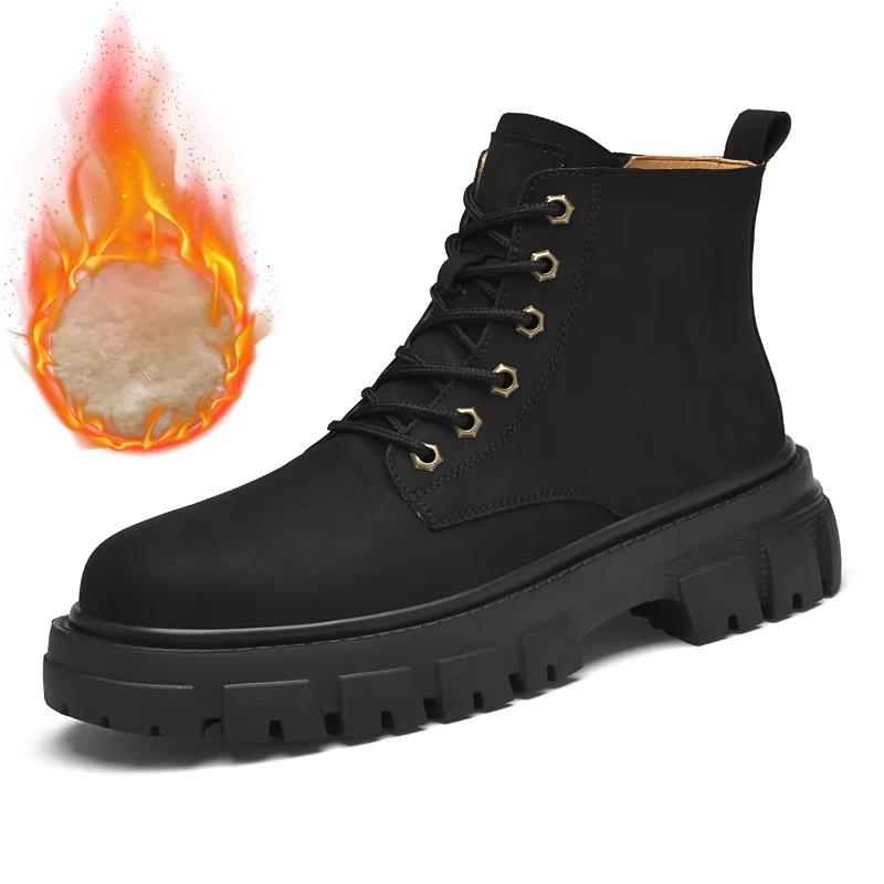 Fashion Genuine Leather Outdoor Snow Botas New Arrival Men's Winter Boots Luxury Brand Motorcycle Basic Boots Man Cotton Platform Shoes