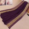 Malay new women's pearl chiffon splicing lace scarf, colored pearl-studded monochrome long scarf YW