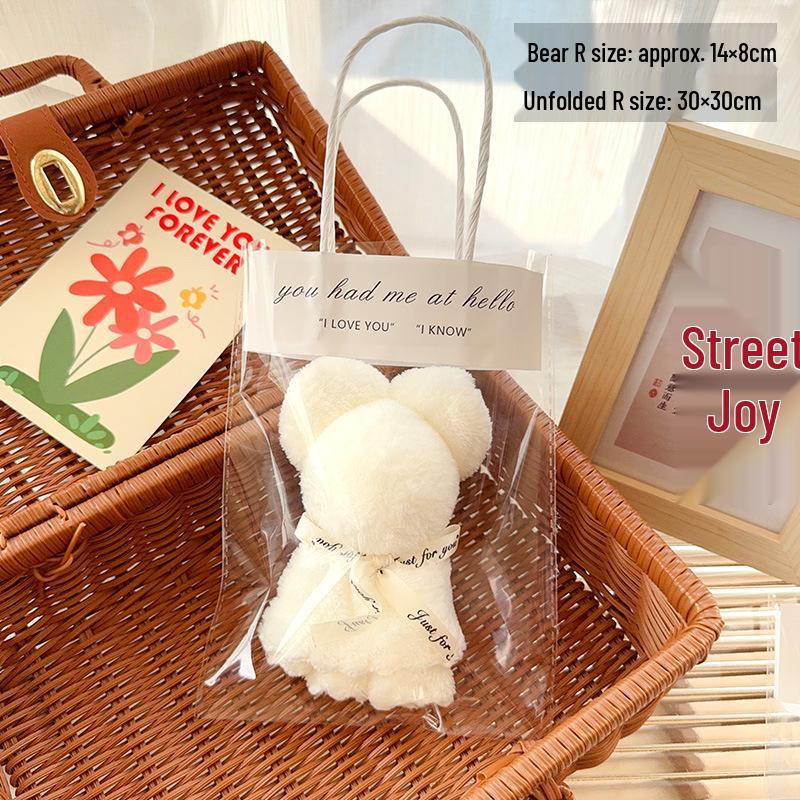 Bear-Shaped Coral Fleece Handkerchief – Practical Gift for Weddings, Birthdays, and Events