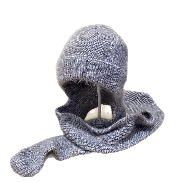 Winter Old Man's Hat Women's Thickened Warm Wind and Snow Hat  Mother's Hat Scarf  Integrated Ear Protection  Old Lady Hat  Woolen Hat