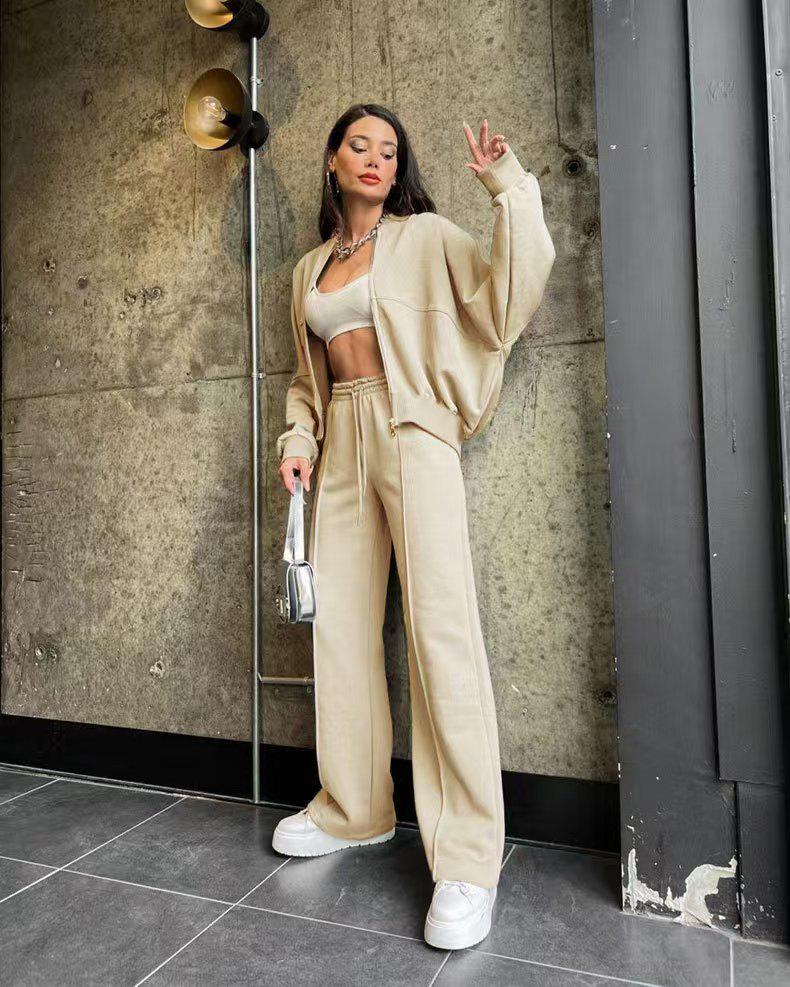2025 Women's Solid Color Zip Cardigan Sweatshirt - Casual Spring Fashion