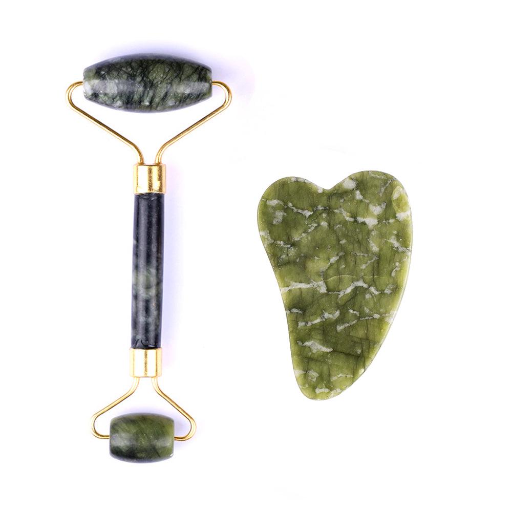 Jade Gua Sha Facial & Body Roller Massager for Full Meridian Scraping Massage.