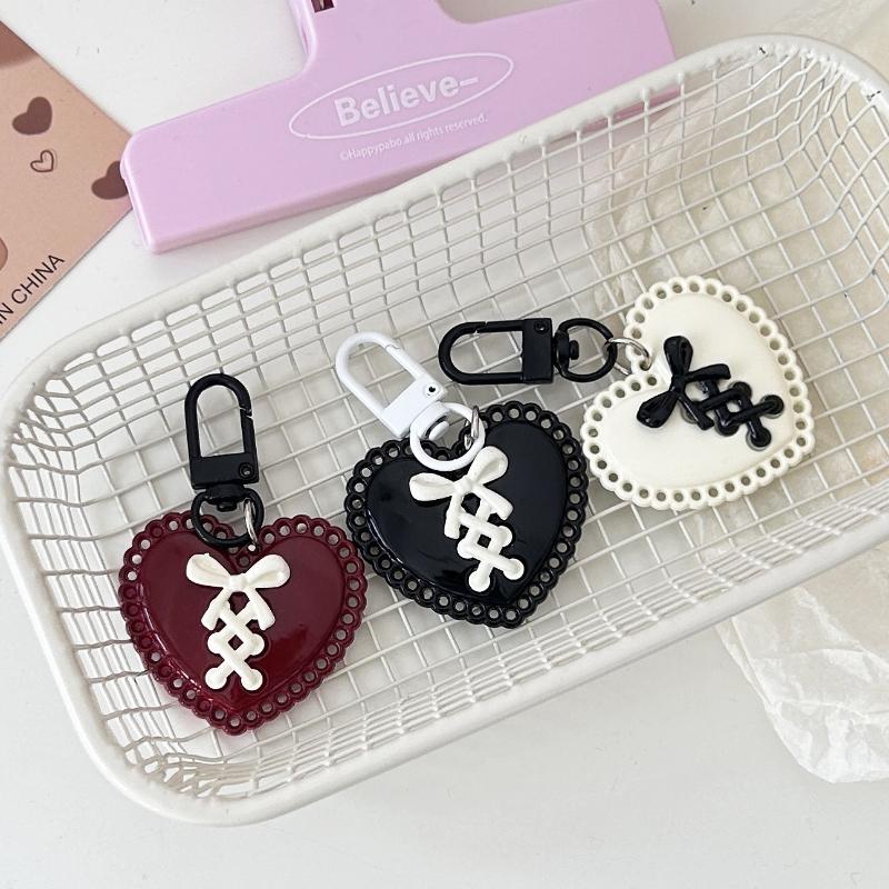 1PC Keychain Initial Pendant For Bags Backpacks Key Accessory Bowknot Creative Plastic Portable Heart Gift Colourful Lightweight
