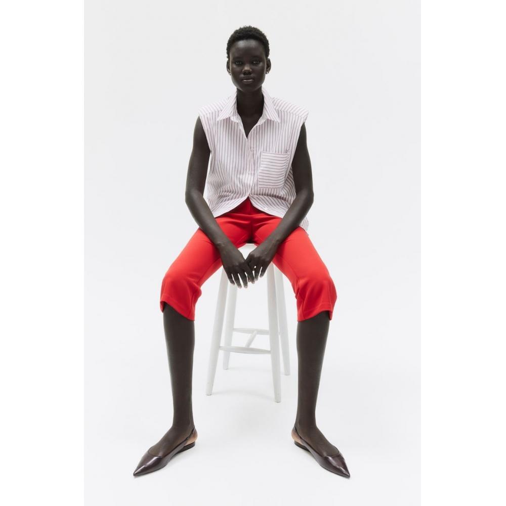 

H M Tailored Capri highlights bright red