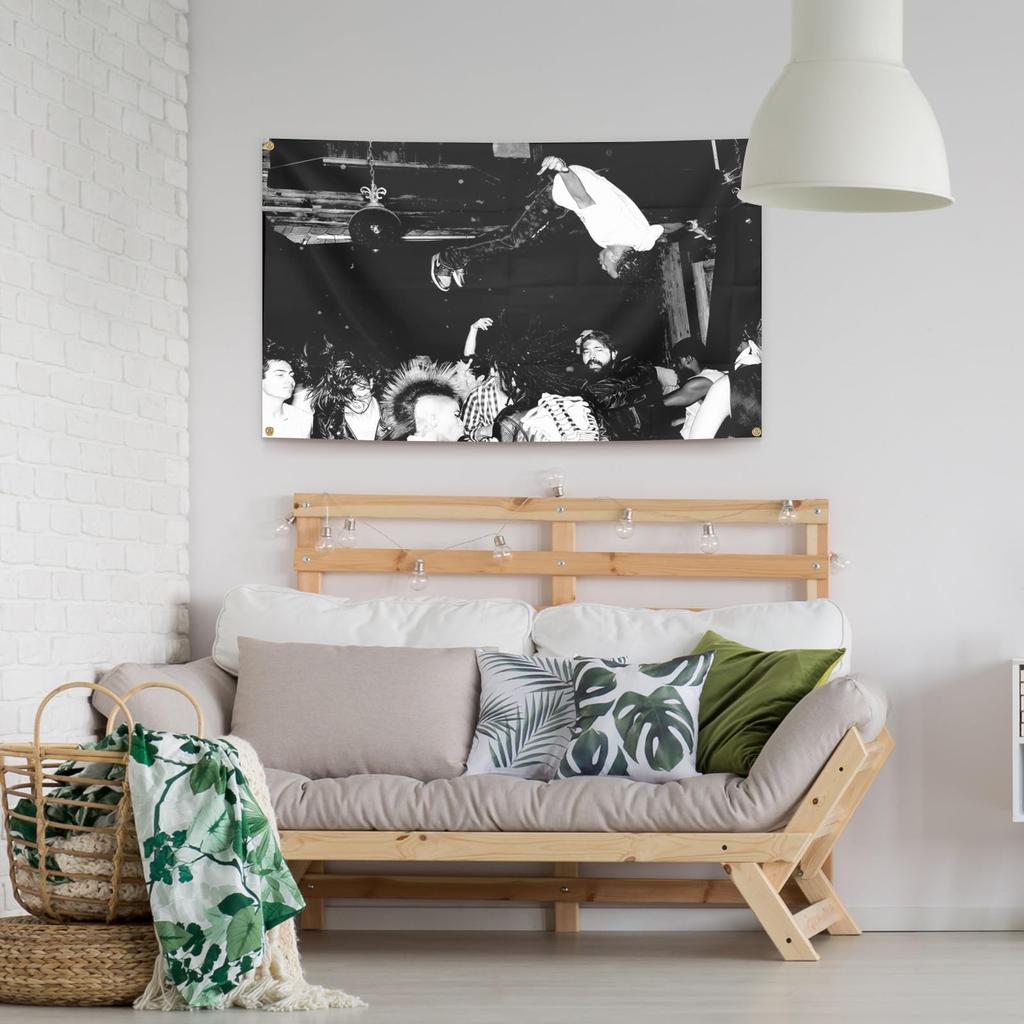 VIKAMA Retro Punk Band Live Tapestry Black and White Subculture Style Bedroom Dormitory Wall Hanging Living Room Home Decor