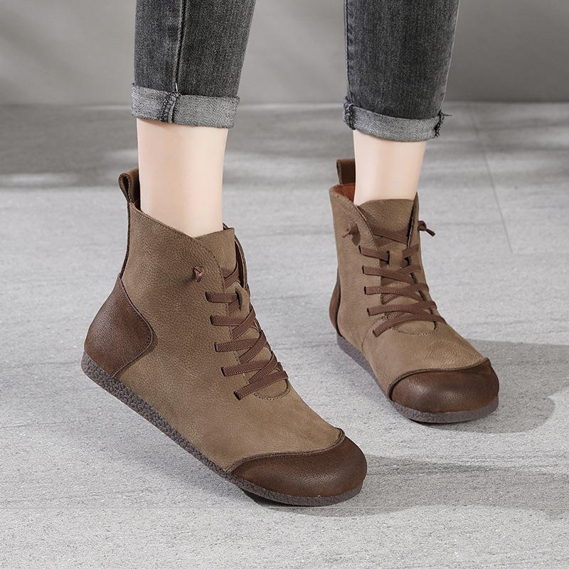 Spring and summer new retro leather high-top cool boots round head hollow single shoes fashion
