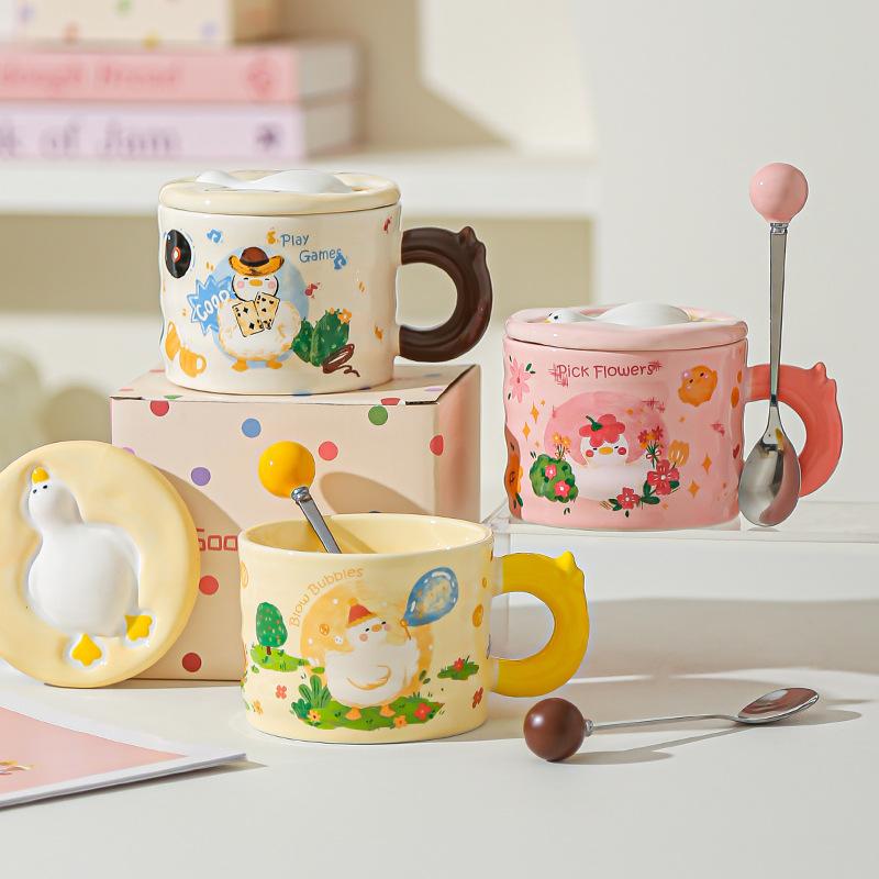 High Looking Retro Cup Artistic Sense of Ceramic Mug Birthday Gift for Girls Best Friend Souvenir Gift Box