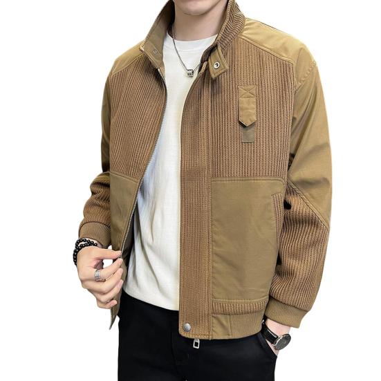 

Мужская куртка с воротником-стойкой, длинным рукавом, застежкой-молнией, куртка, пальто, однотонное M хаки