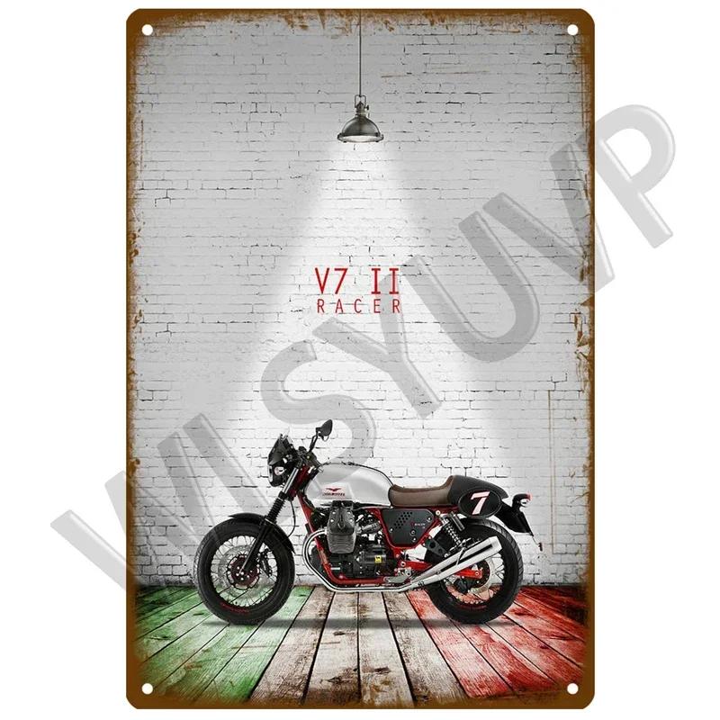 Moto Guzzi Gammal Man Plakett Metall Vintage Tennskylt Shabby Chic Dekor Metallskyltar Vintage Barinredning Metallaffisch Metallplatta