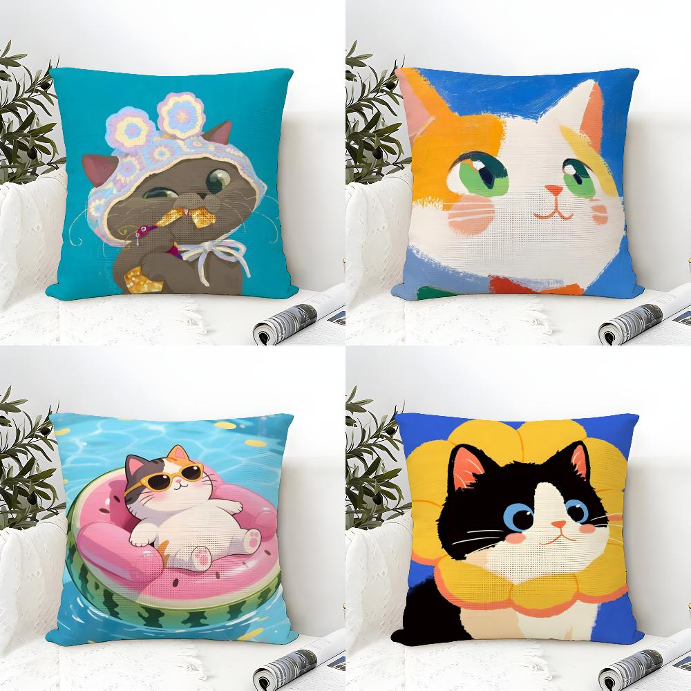 Cute Cartoon Cat Patterns Pillow Case Home Living Room Decoration Linen Pillowcover Pillow Cases Cushion Cover