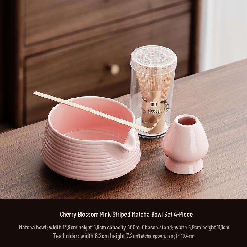 Ręcznie robiona duża japońska ceramiczna miseczka do matchy i zestaw trzepaczki