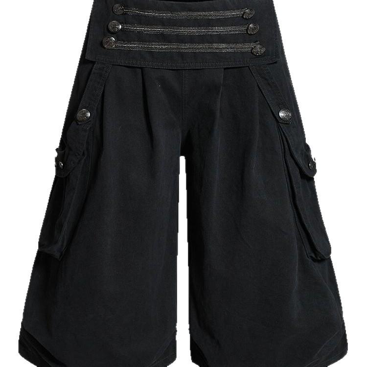 American Retro Deconstruction Design Overalls Children's Summer New Street Double-breasted Pleated Cropped Pants