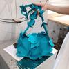 Fashion Korean Petal Underarm Bag 3D Flower PU Leather Armpit Purse Shoulder Bags Women Solid Color Fabric Hobos Crossbody Bag