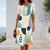 Women Plus Size Round Neck Short Sleeve Polka Dot Printed A Line Midi Dress