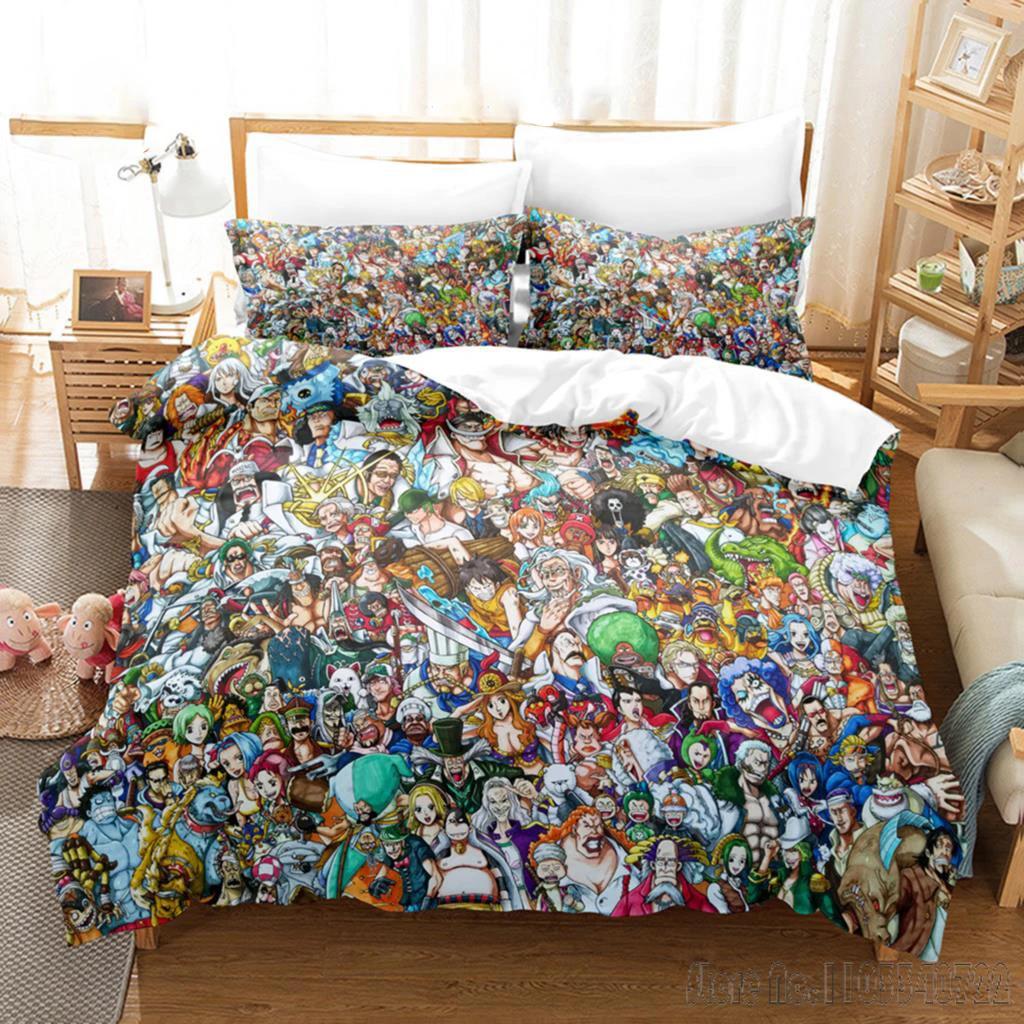 One Piece Anime Bedding Set Juvenile Monkey D.Luffy Odyssey Duvet Cover Set Design Bedding Set King Size Bed Comforters