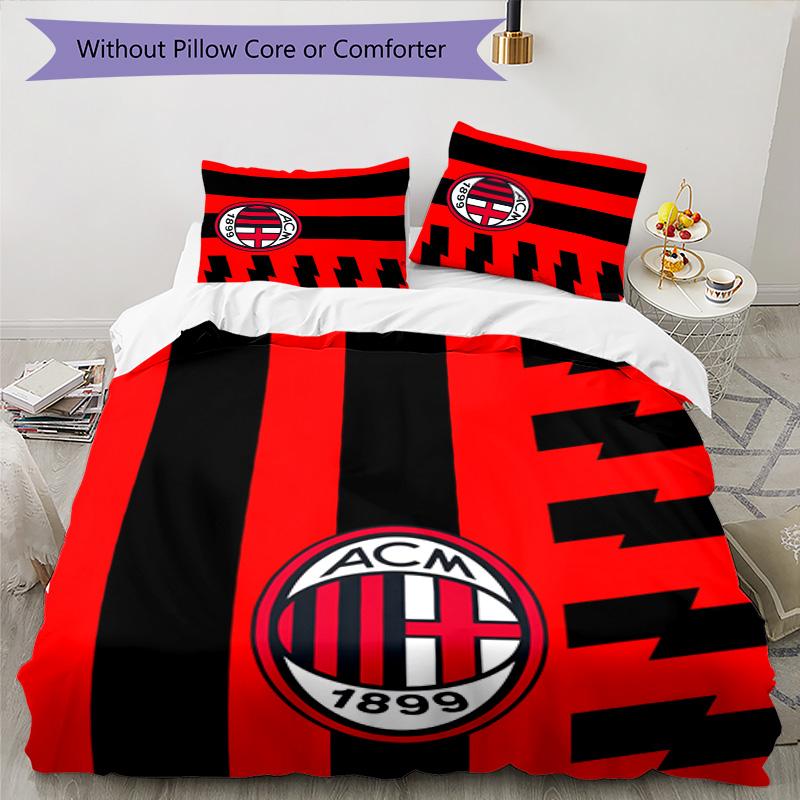 3pcs A-AC Milan Design Cover Set - HD Printed Bedding with 1 Cover and 2 Pillowcases - Perfect for Home and Dorm Decor