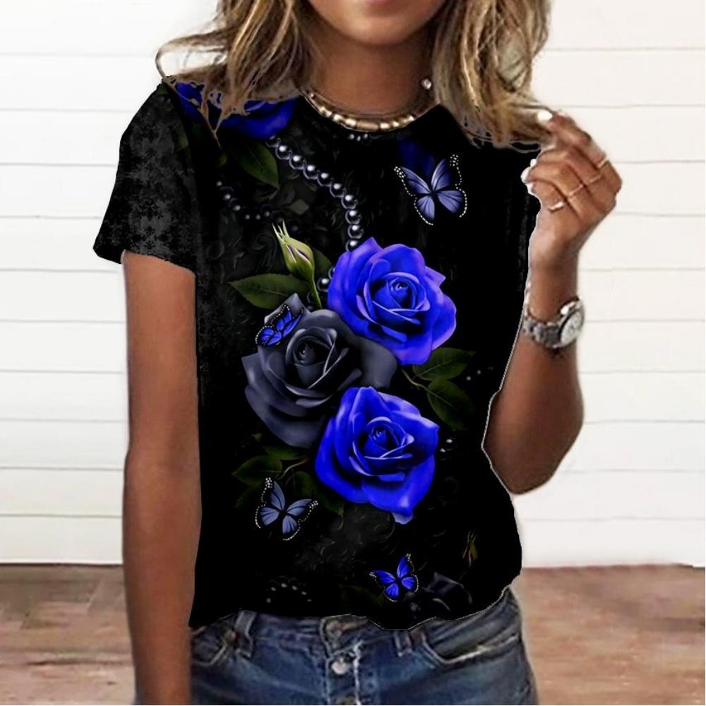 Dámské tričko Letní tričko s kulatým výstřihem Pro ženy Módní s krátkým rukávem Ležérní tričko 3D potisk Dámské oblečení
