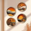 4Pcs Wooden Frames Aesthetic Ornament Round Background Pendant  Bedroom