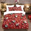 3pcs Red Christmas Gnome Print Coreless Duvet Set Multi Size Bedroom Dormitory Bedding Decoration Soft Machine Washable