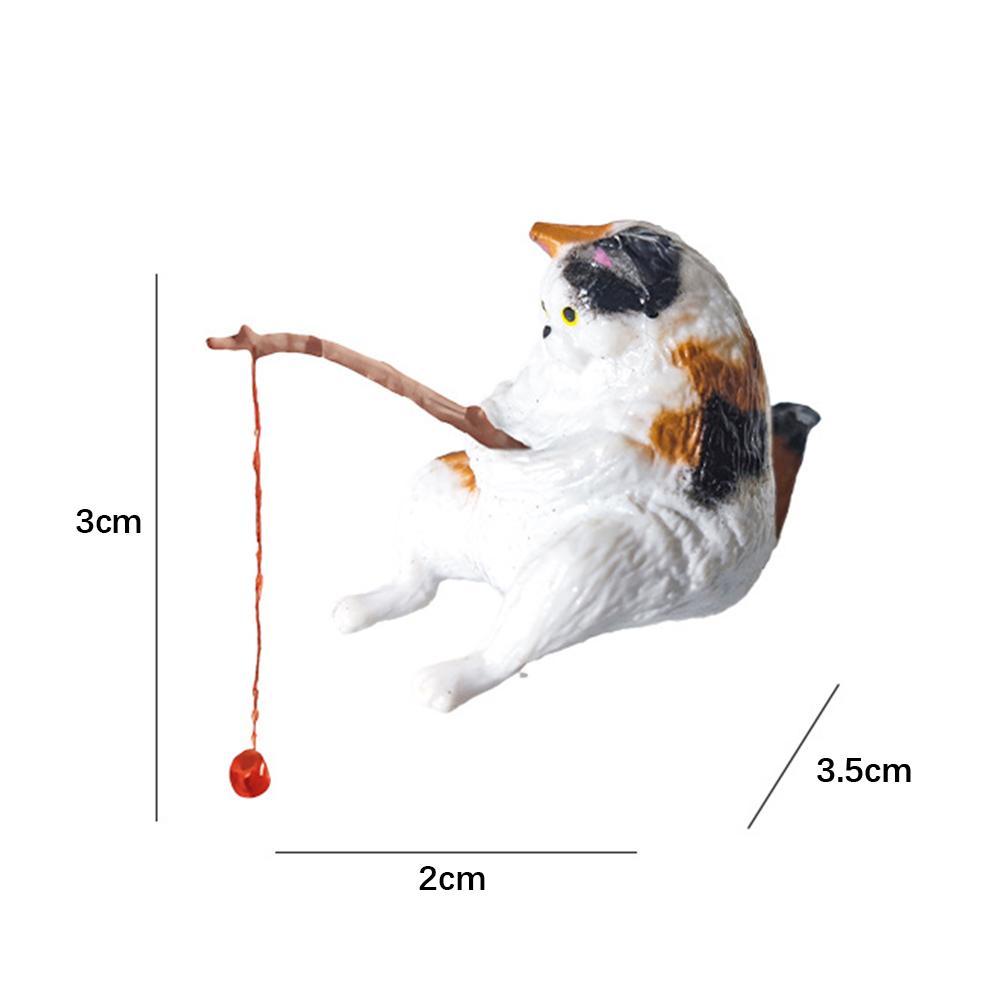 1/5pcs Cute Fishing Cat Ornaments Resin Fish Landscaping Mini Statue Cartoon Figurine Miniatures DIY Handcraft Home Decorations