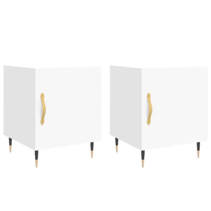 VidaXL Tables de chevet 2 pcs blanc 40x40x50 cm bois d’ingénierie 827517