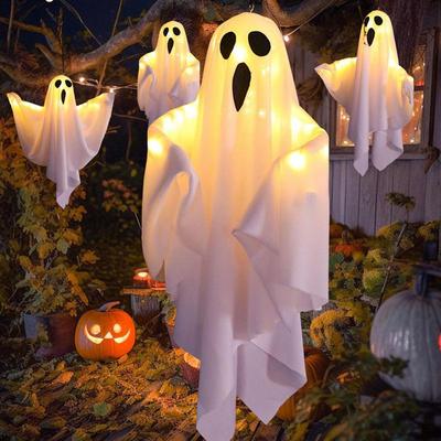 Halloween Party LED Glow Ghost Home Indoor Outdoor Decoration Supplies 2025 Haunted House Bar Lawn Hanging Horror Props