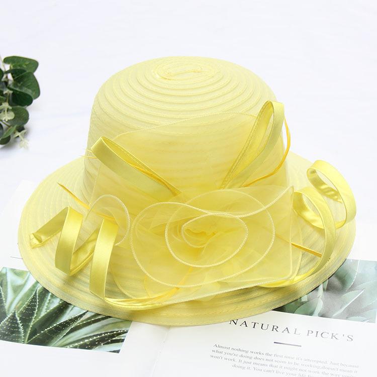 Summer Organza Fashion Hat Women'S Temperament Flower Seaside Sun Protection Sun Hat Foldable Sun Hat
