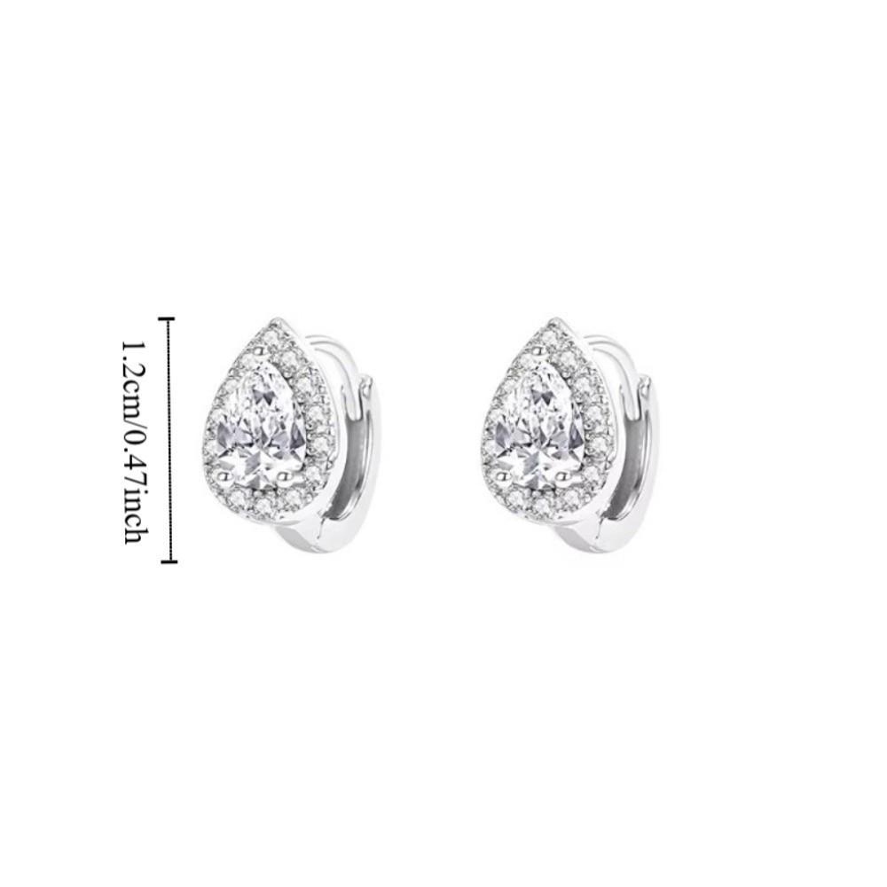 Pear Water Drop Zircon Hoop Earrings Mini Ear Buckle Light Luxury Teardrop Stud Earrings  Jewelry