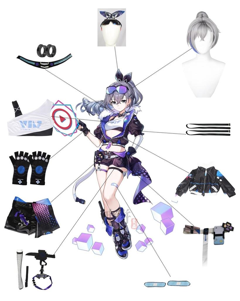 Silver Wolf Cosplay Star Core Star Rail Cosplay Costume for School and Stage Performances Wolf Wig Size [Excellent Product] Wig, Hunter Collapse