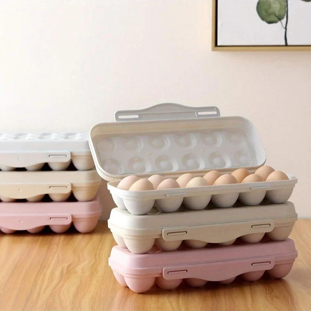 12 Grid Egg Holder Plastic Egg Protector Tray Portable Eggs Carrier Container Case for Refrigerator Camping Picnic Hiking Travel