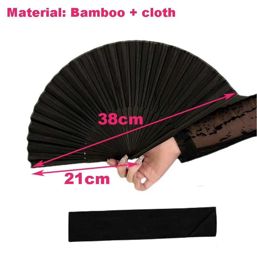Бамбуковый Складной Веер Шелковый Веер в Китайском Стиле Ручной Женский Черный Веер Летний Женский Для Танцев Домашний Декор Подарок на Вечеринку Домашнее Украшение