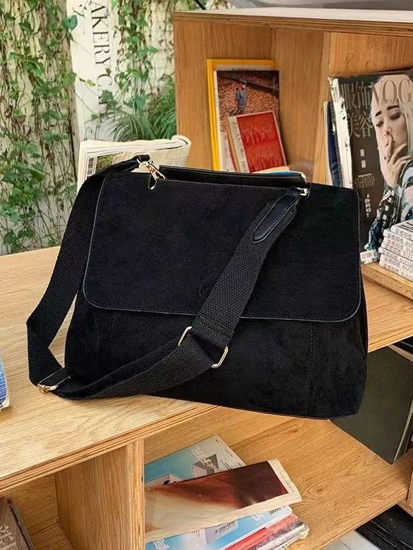 2025 Trendy Retro Brown Velvet Crossbody Bag - Women's Large Capacity Autumn/Winter Shoulder Bag