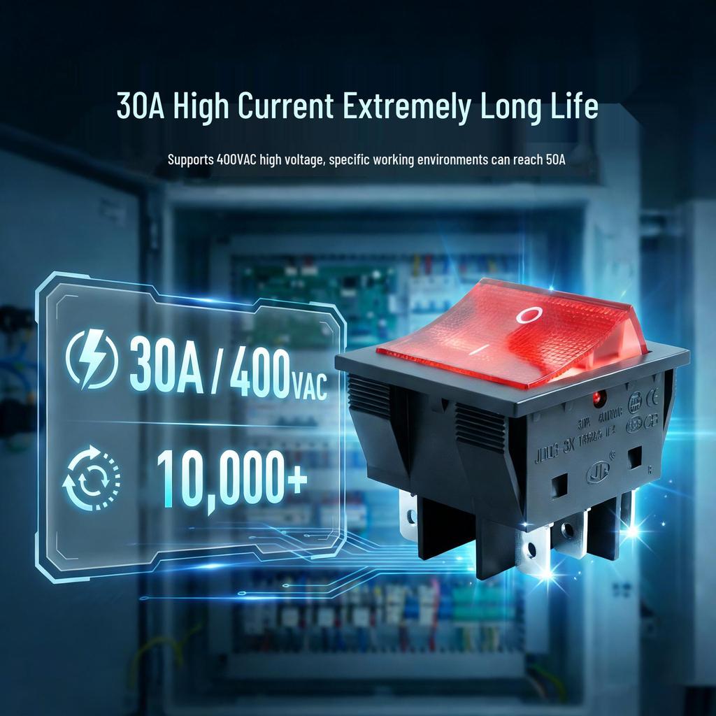 Three-Phase 400V High Power Rocker Switch, 30A, 3 Gang 6/9 Pin for Welding Machine