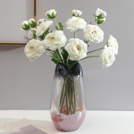 2-köpfiges künstliches Kamelien-Blumenarrangement Realistische Seiden-Kunstpflanze für nordische Wohnzimmer-Dekoration Elegantes Geschenk für Pflanzenliebhaber