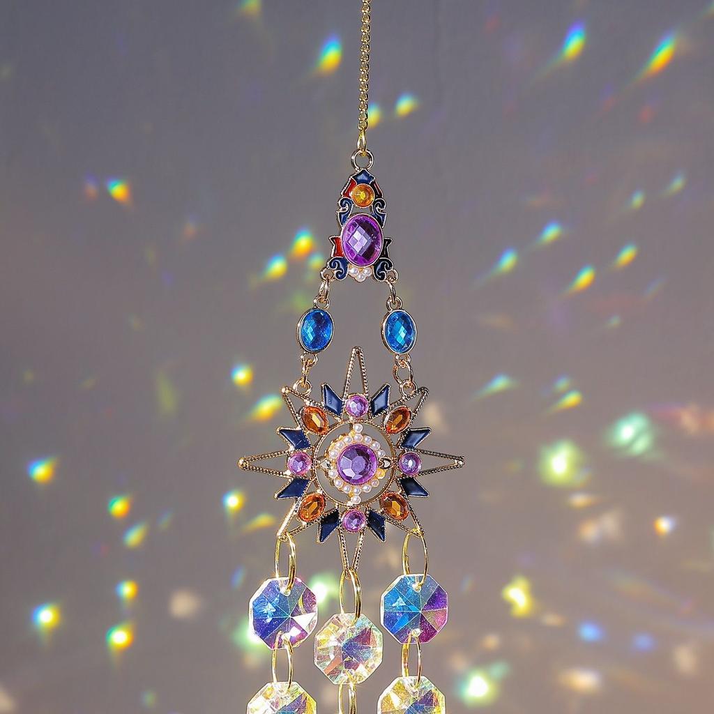 Závěsný křišťálový přívěsek zahradní suncatcher zvonkohra duhový hranol křišťálový řetízek na okenní zvonek vánoční stromeček domácí dekorace