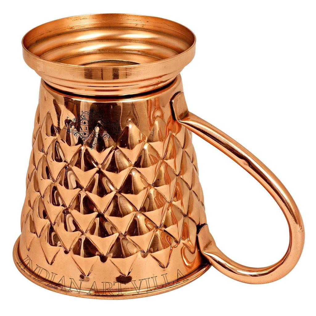 Reiner Kupfer Eimerförmig Diamantgehämmertes Design Moskau Mule Bierkrug Tasse, Bestens für Bier-Cocktailpartys, Barzubehör, Volumen-450ML