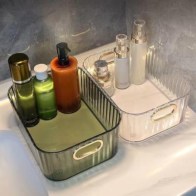 Cajón de almacenamiento de cosméticos de escritorio rectangular apilable, caja de almacenamiento de acrílico, estante para artículos diversos, organizador de canasta de almacenamiento de maquillaje y refrigerios