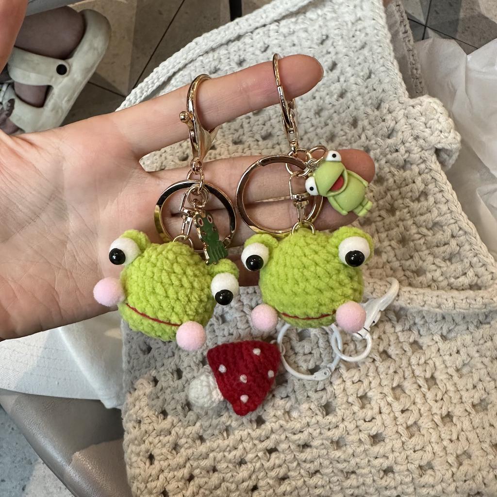 4cm Cute Crochet Keychains Knitting Funny Frog Keychain Creative Key Holder For Keys Storage Bag Knitted Doll Keyrings Wholesale