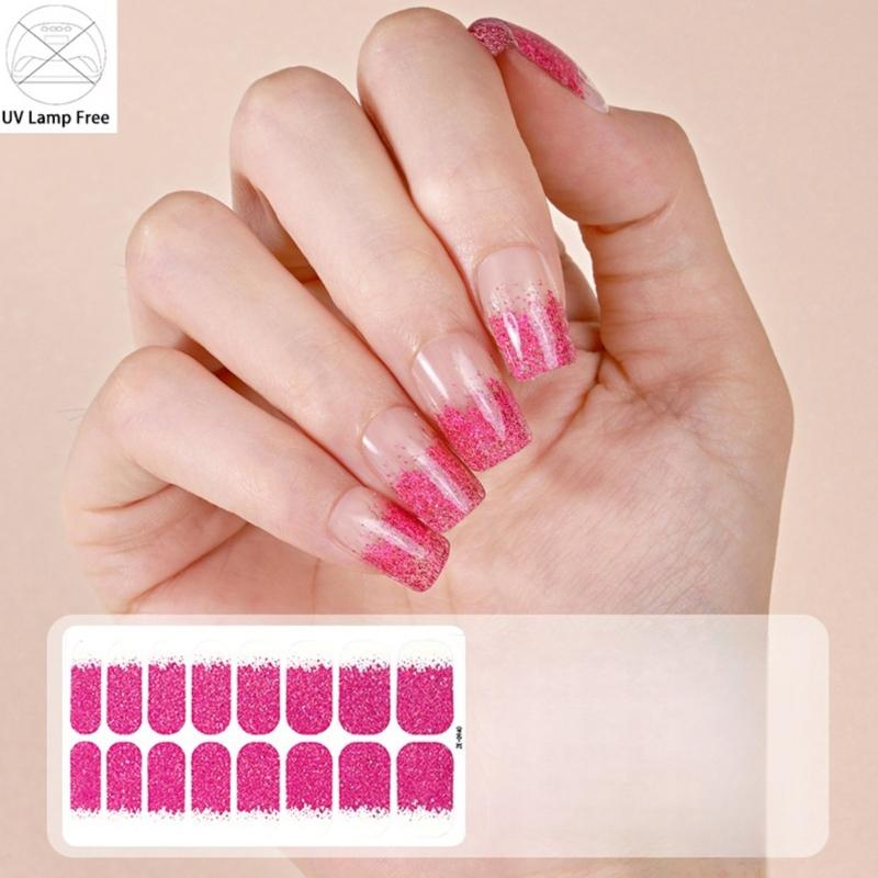 Strong Adhesive Nail Strips Polish Film Decals Stick On Art Decals Without LED Lamps Curing Stylish and Long Lasting