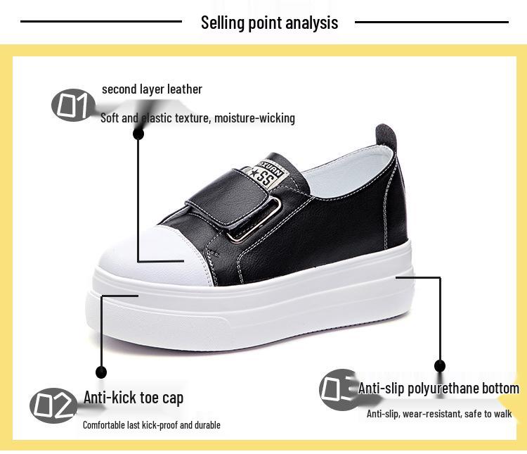 Women's 2025 Spring/Summer White Slip-On Hidden Heel Sneakers: Korean Style Casual Loafers
