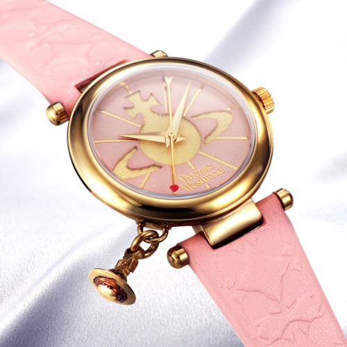 Vivienne Westwood Orb II Watch, Pink Dial, Calfskin Leather, VV006PKPK, Women's