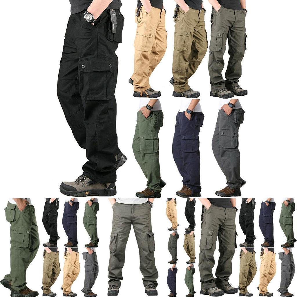 Comfortable Men's Cargo Pocket Work Pants For Casual Hiking And Outdoor Activities